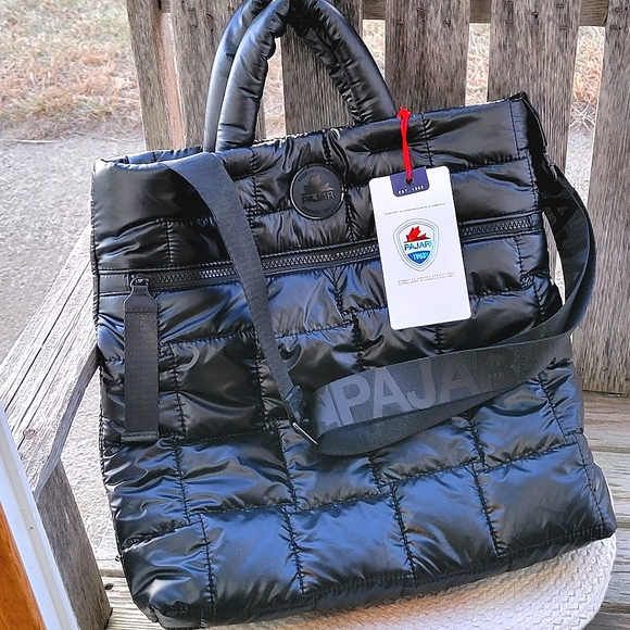 Pajar Bags Nwt Pajar Black Puffy Quilted Top Handle Crossbody Tote